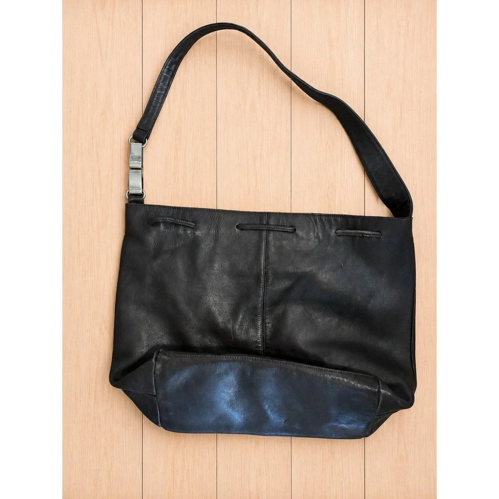 Liz Claiborne Dark Brown Genuine Leather Large Shoulder Hobo Tote Bag LC Logo[J]